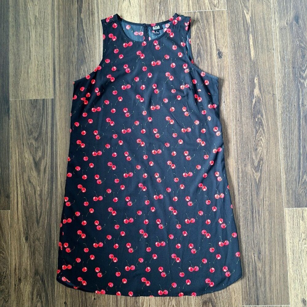 💙 a.n.a Cherry Print Lightweight Shirt Dress Size L